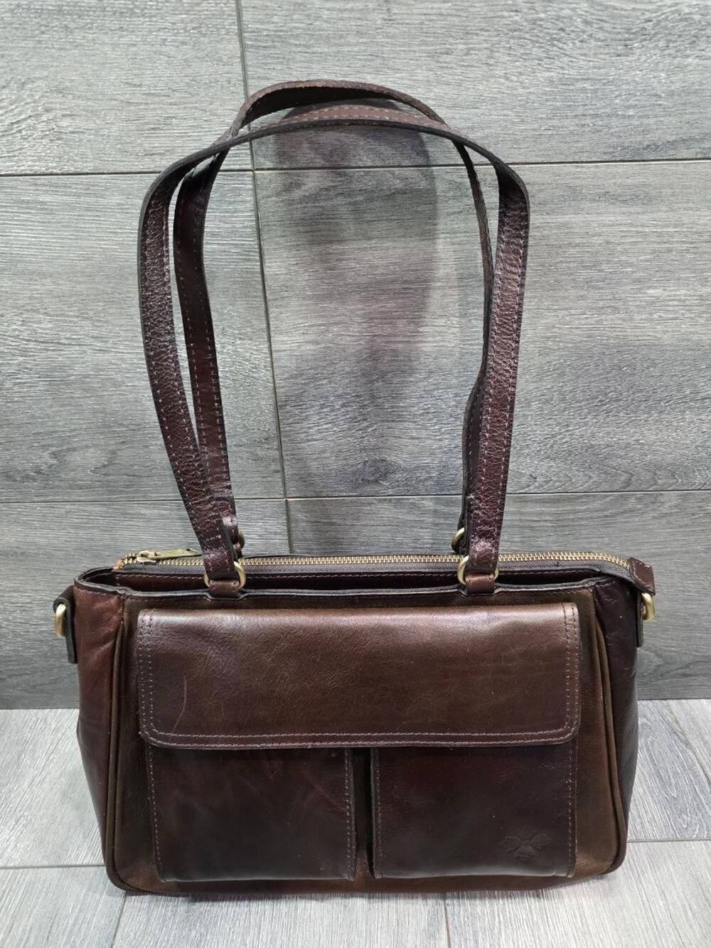 Patricia Nash Leather Rosetti Satchel Crossbody strap Chocolate bag A628958